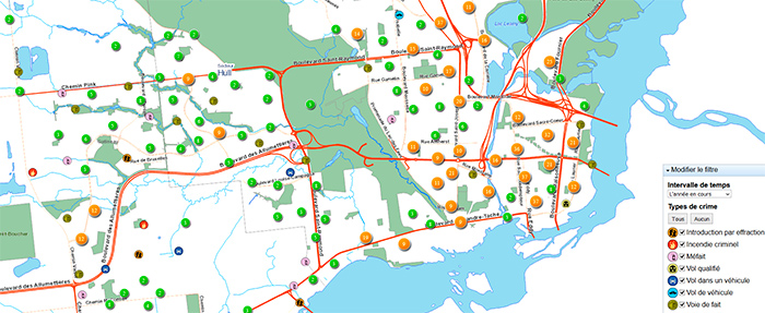 City of Gatineau has an interactive map showing crime affected areas